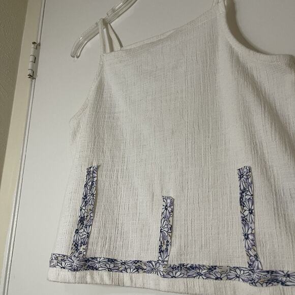 Madewell Gauze white Daisy trim square neck tank top small - Picture 2 of 5